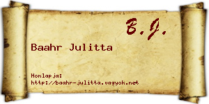 Baahr Julitta névjegykártya